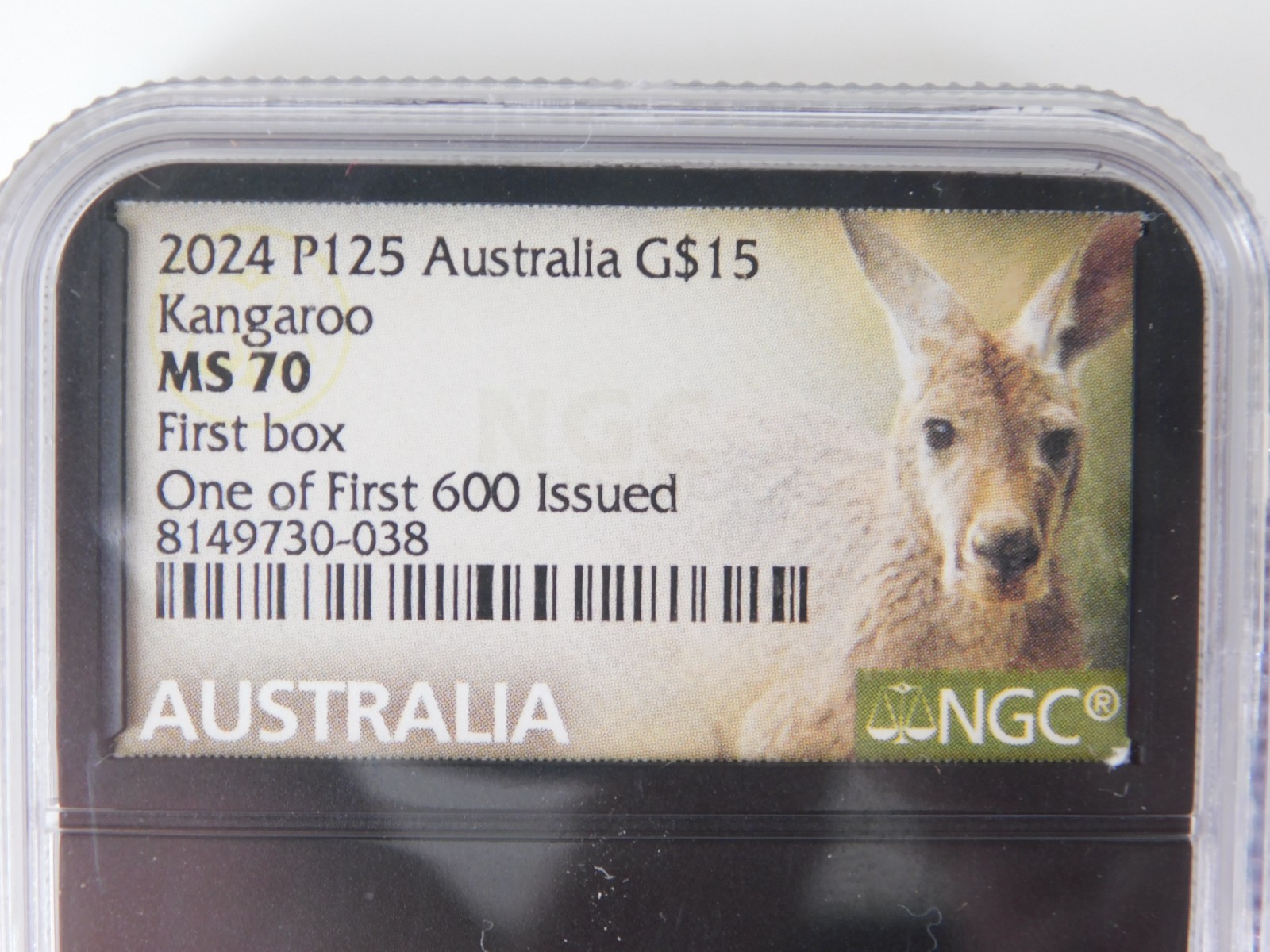 2024 1/10 P125 Australia G$15 Kangaroo MS70 First Box One Of First 600 Issued