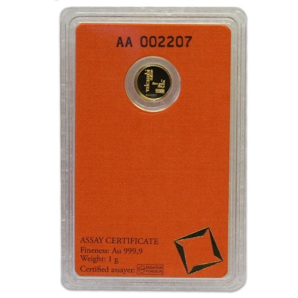 Valcambi Suisse 1 Gram Gold Round – In Assay