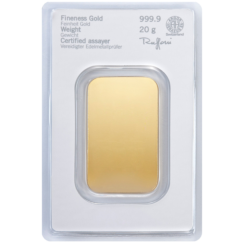 20 Gramm Goldbarren – 999,9 Gold – in Blisterkarte – Neuware – Heraeus