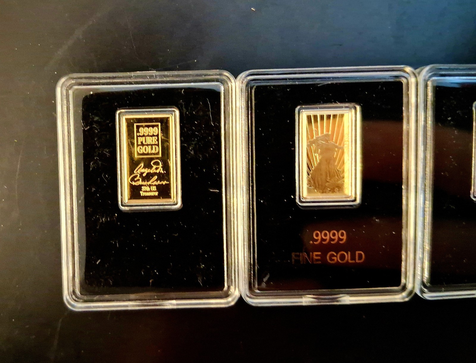 Lot of 3 Gaudens Lady Liberty Pure Gold Bar .999 Pure