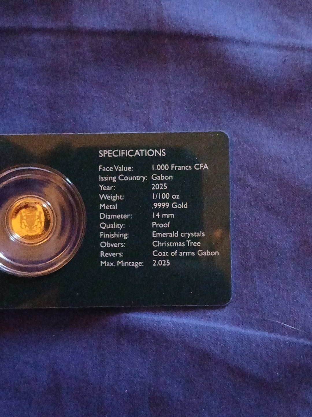 Gold 1/100th oz 999 Fine Gold Christmas Tree In Capsule 24k Pure Gold