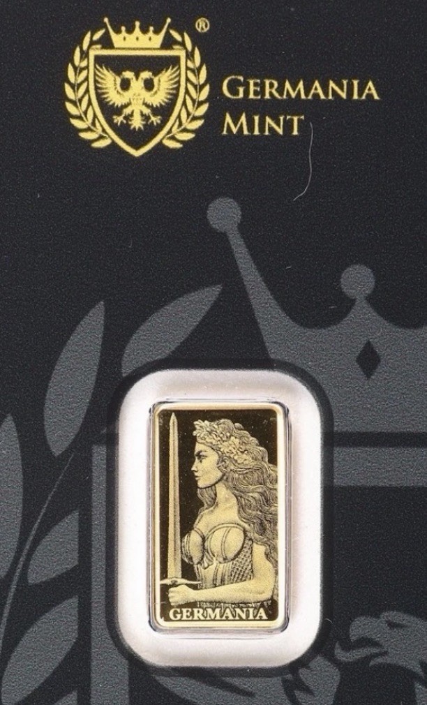 2026 Lady Germania Mint Minted 1/200oz Gold Bar W/Assay Card Uncirculated Proof