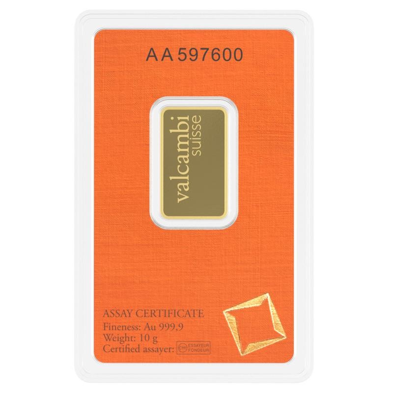 10 gram Valcambi Gold Bar .9999 Fine Gold Bar (In Assay) #A719