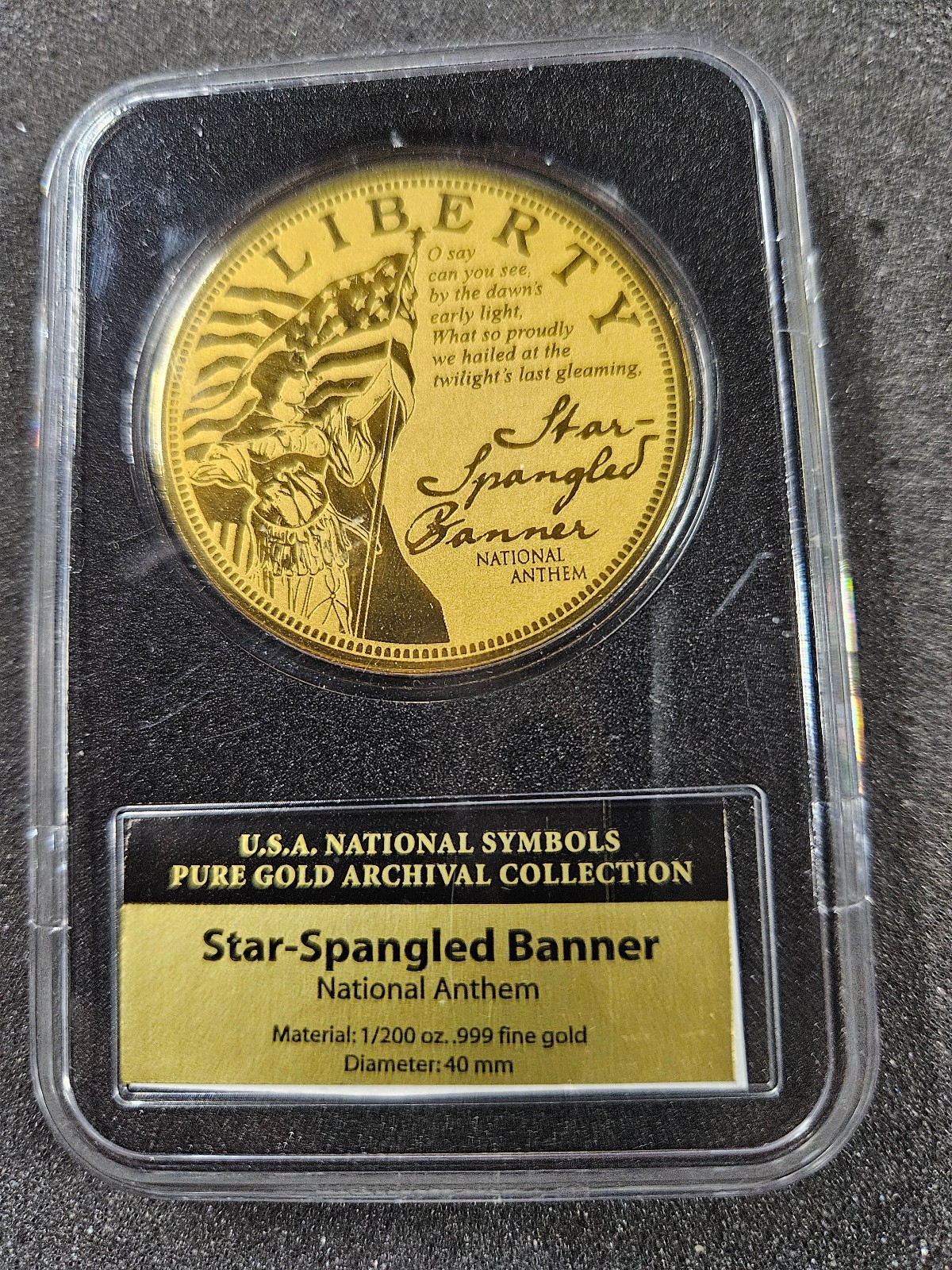 🌟 2022 American Mint STAR SPANGLED BANNER Eagle 1/200 oz .999 Gold Proof Round