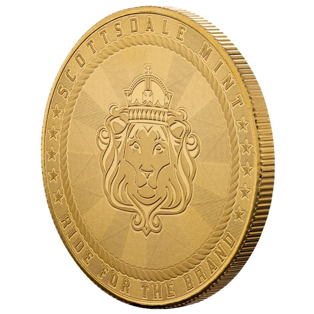 1 oz Gold Cowboy Rifleman w/ Buffalo Privy .9999 Gold Bullion Round in COA #A705