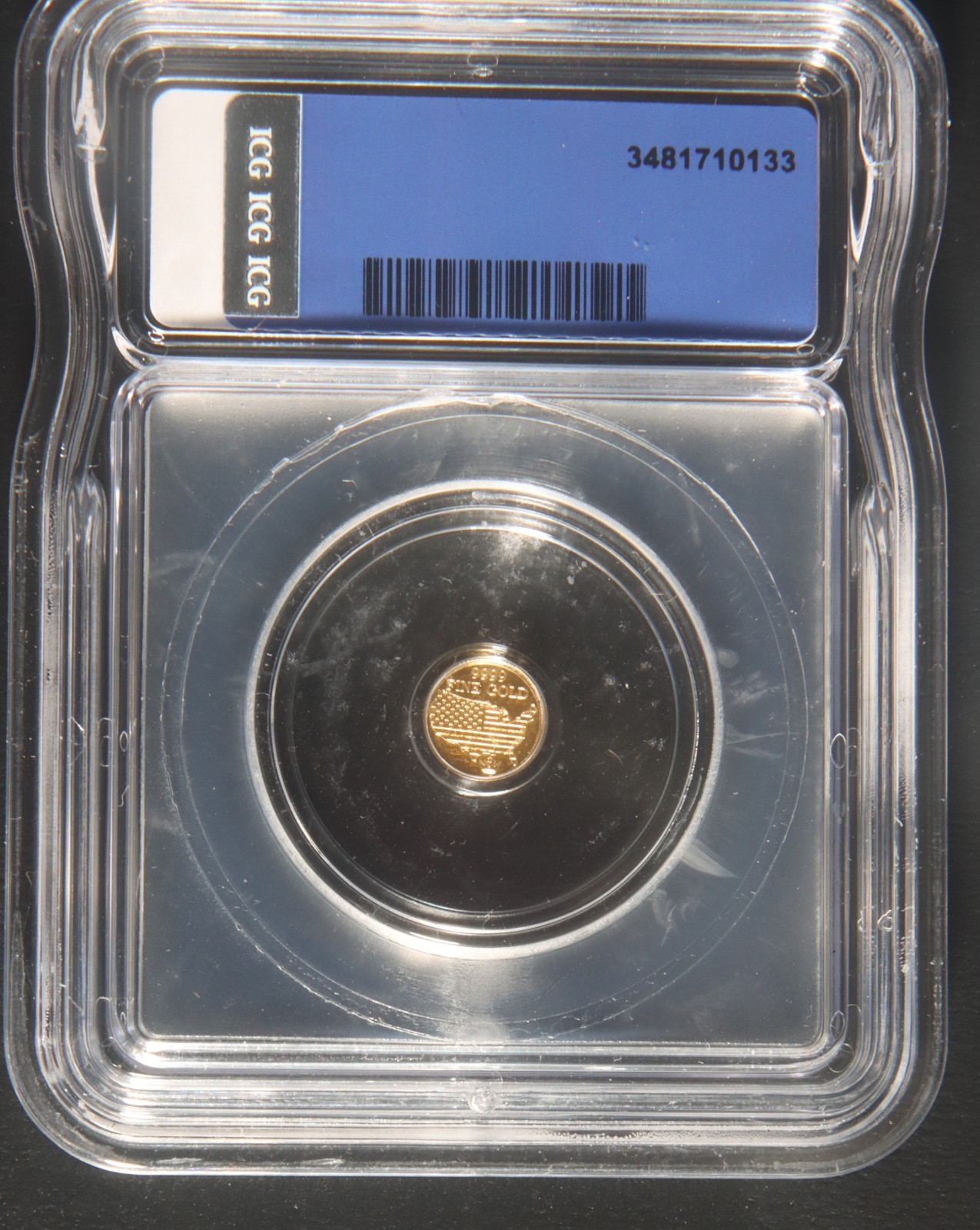 ND Eagle Head Round 1/500 oz .9999 Gold ICG MS70 Lot 160846
