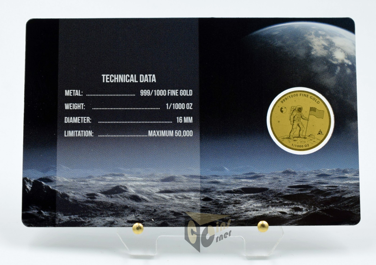 Moonlanding 1/1000 Oz 999 Gold Coin 3000 Francs Chad