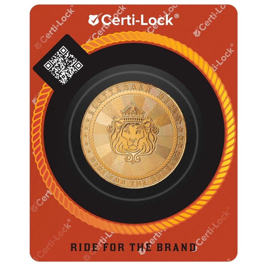 1 oz Gold Cowboy Rifleman w/ Buffalo Privy .9999 Gold Bullion Round in COA #A705