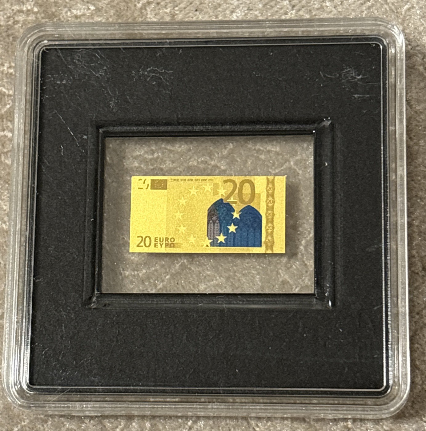 Banknote €20 999/1000 Fine Gold 1/1000 oz 999 Gold in Capsule 2002