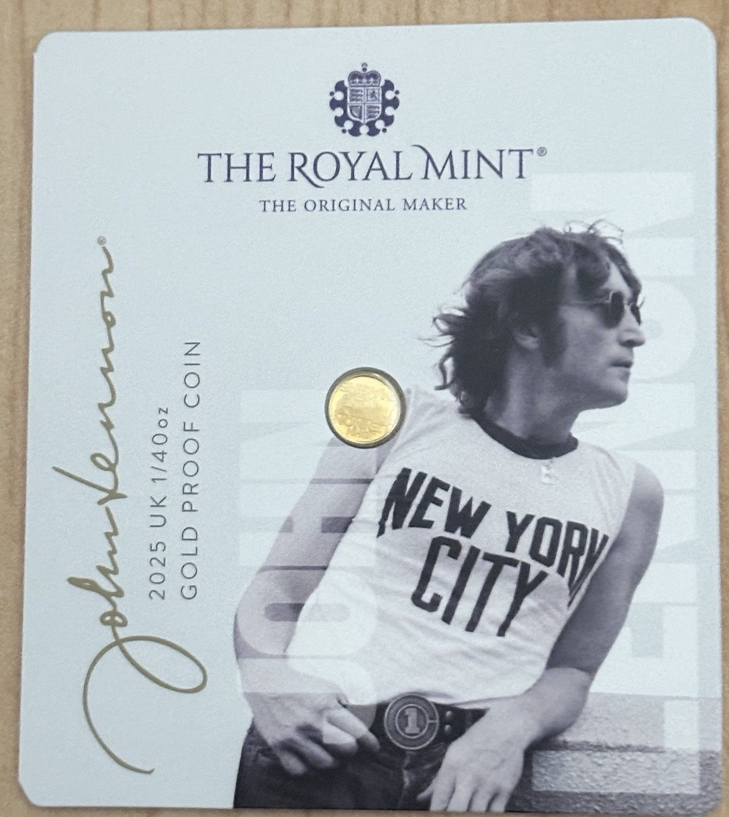2025 Great Britain JOHN LENNON Music Legends 1/40 oz Gold Proof in Card L.E.1250