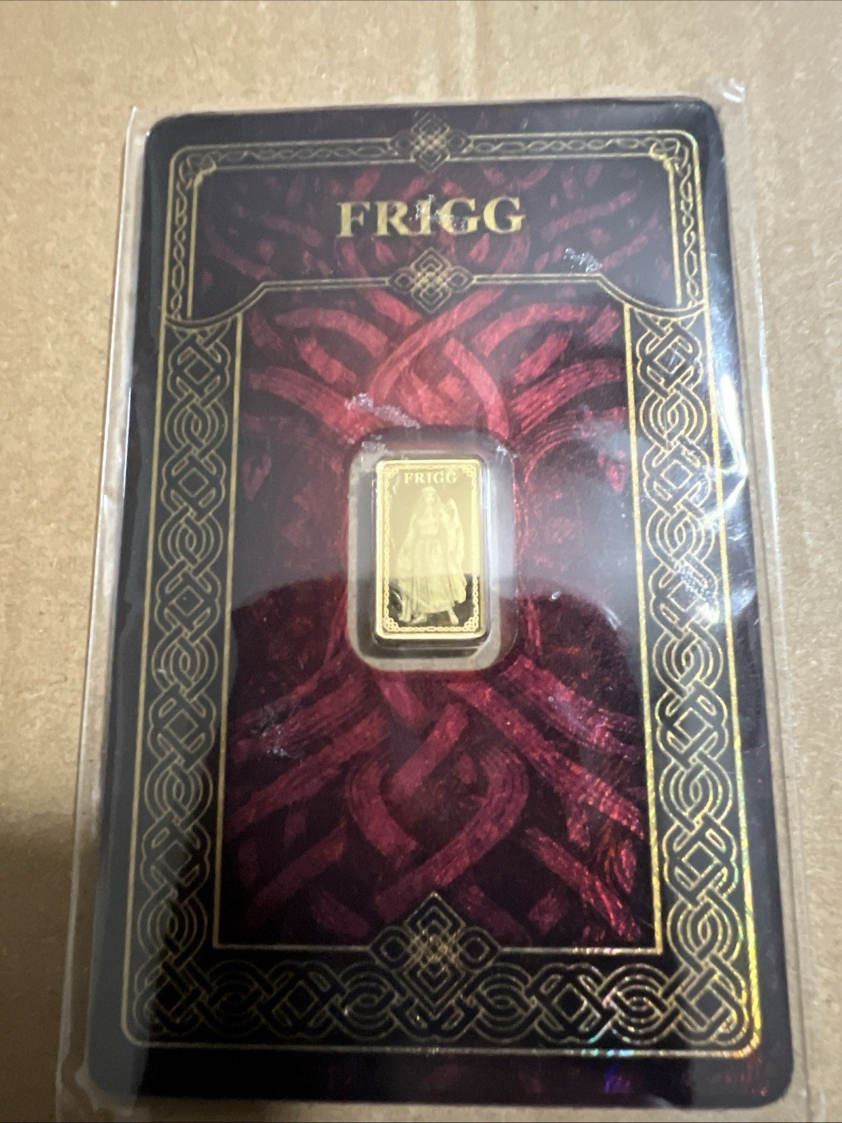 Germania Mint 1/100 oz Gold Bar In Assay 999.9 Fine Gold Frigg Bar