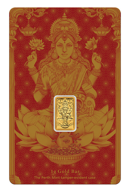 2025 Australia Perth Mint Lakshmi Diwali 1 Gram Gold Bar In Assay Card