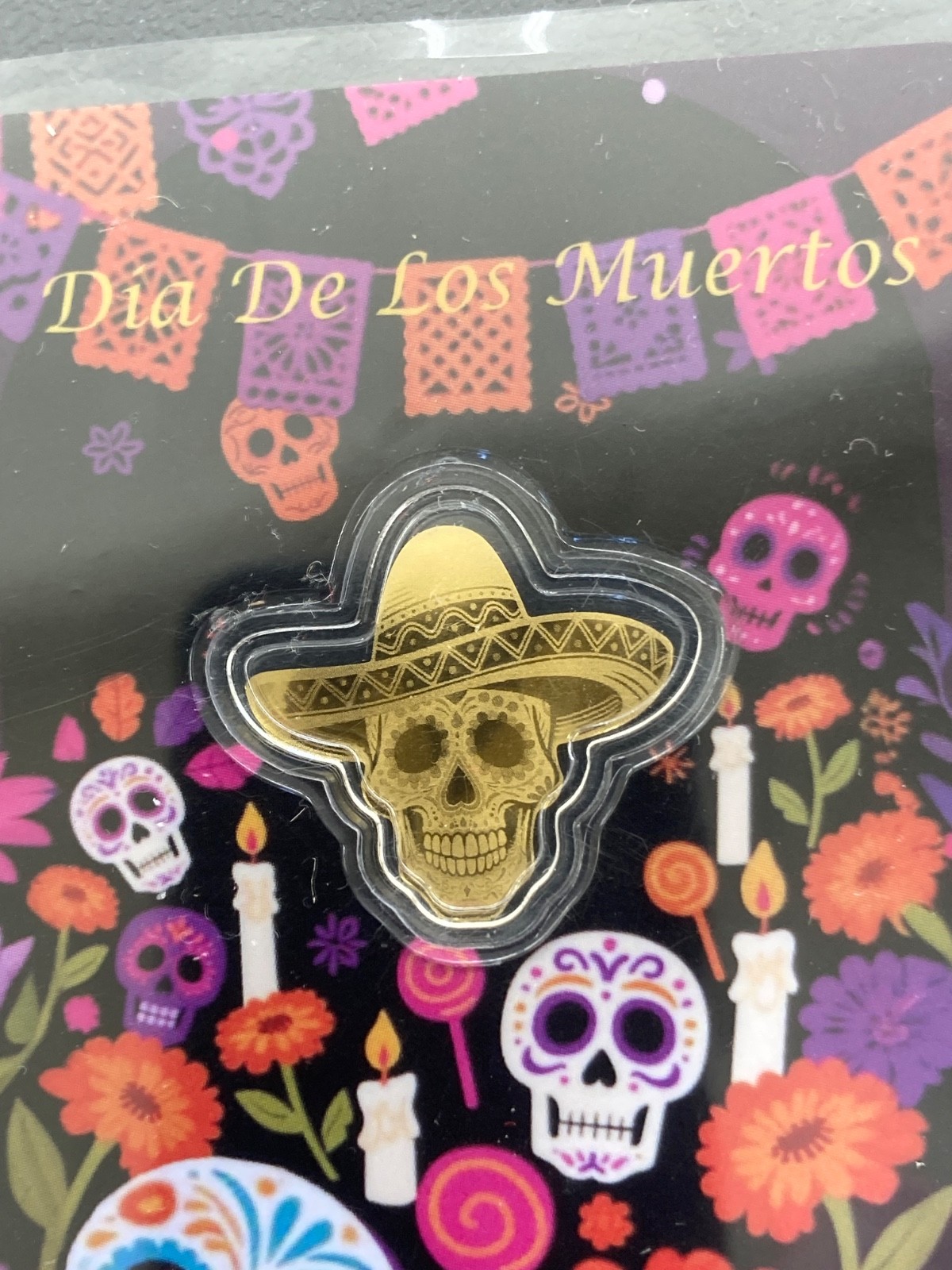 2026 Liberia 1/1000th Gold Carded Dia De Los Muertos Special Shaped with Capsule