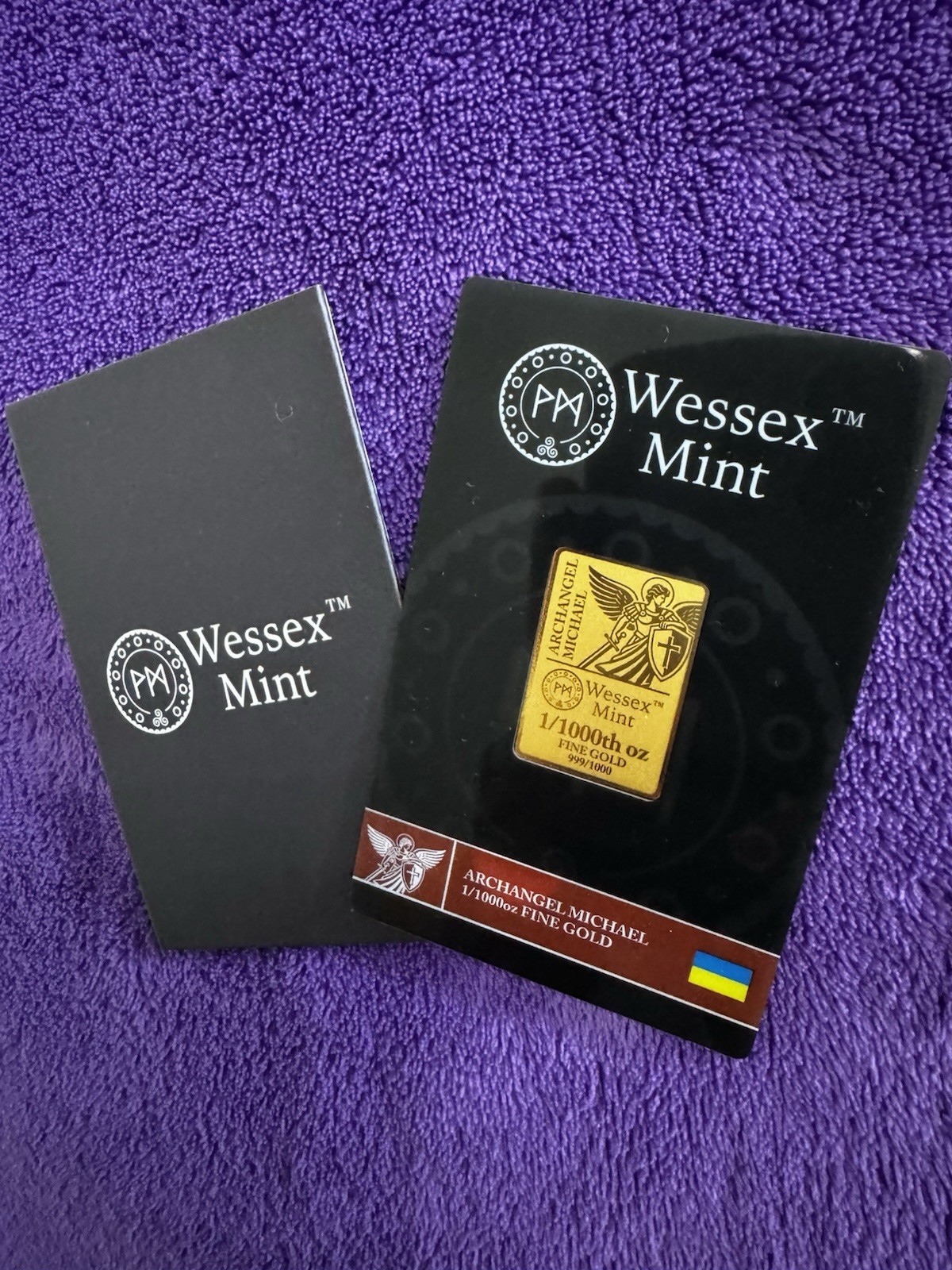 Wessex Mint 1/1000th ArchAngel Michael Leaf Limited Edition Gold Bar Mintage 49k