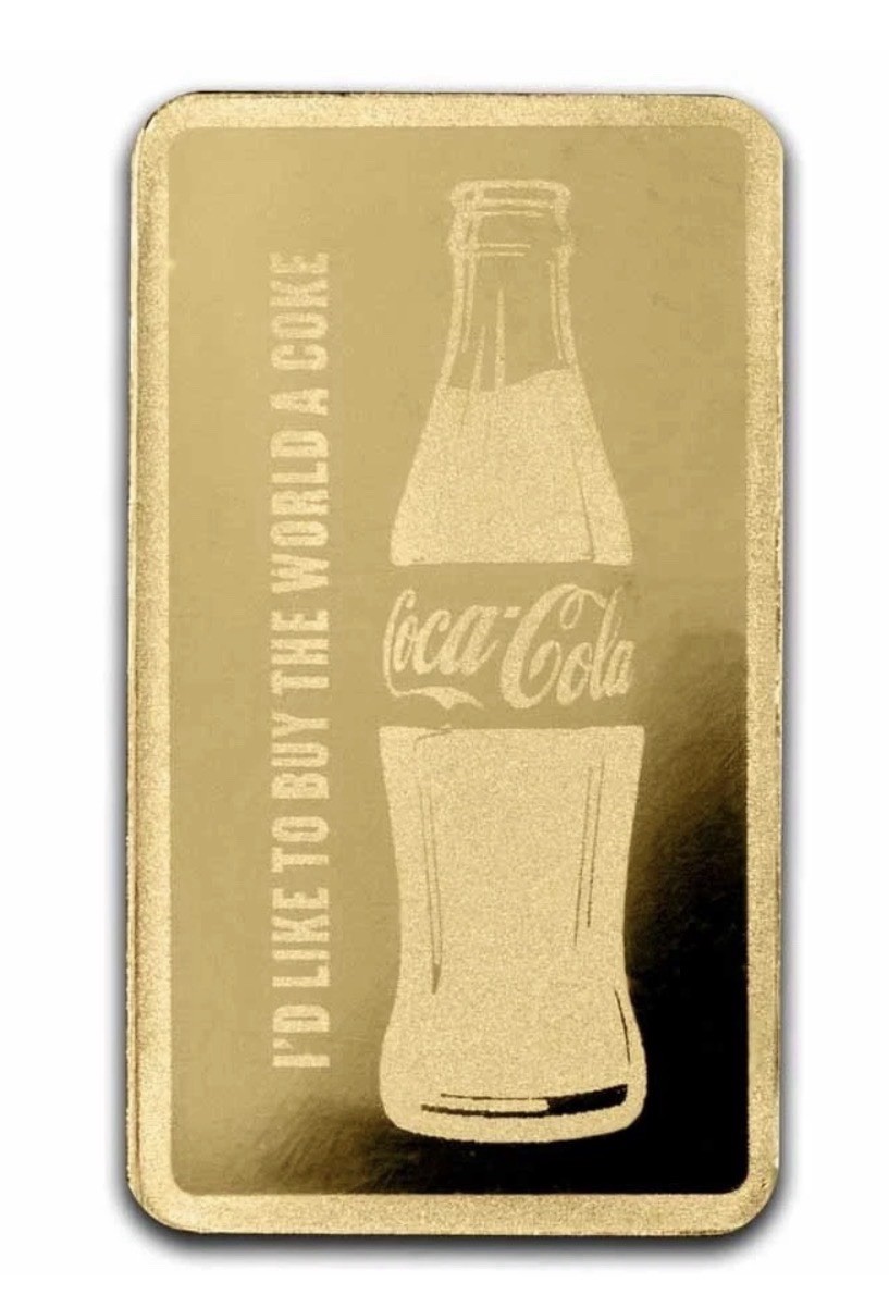 Coca-Cola 1/2 Gram Gold Bar .9999 Fine Official in Capsule