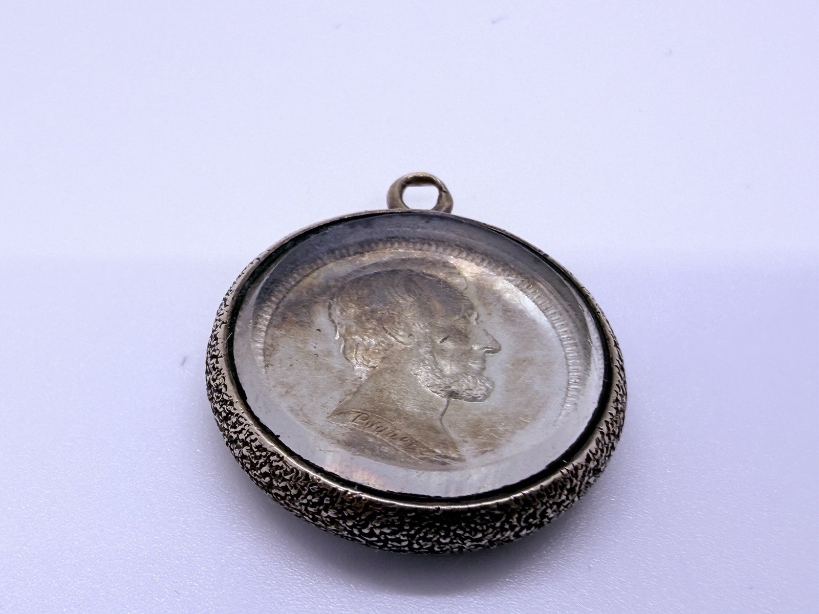 Rare and beautiful Circa 1865 Washington / Lincoln Medal / In 14k Gold Pendent