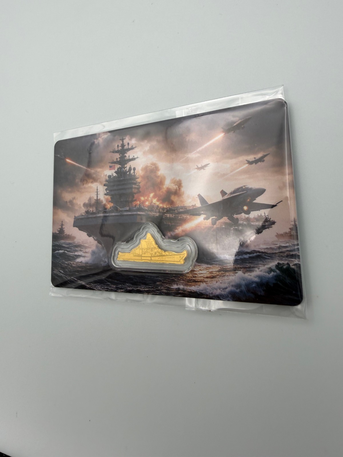 1/1000 oz GOLD Us Battleship Art Bar .999 Fine Gold 20,000 MintedBullion Bar