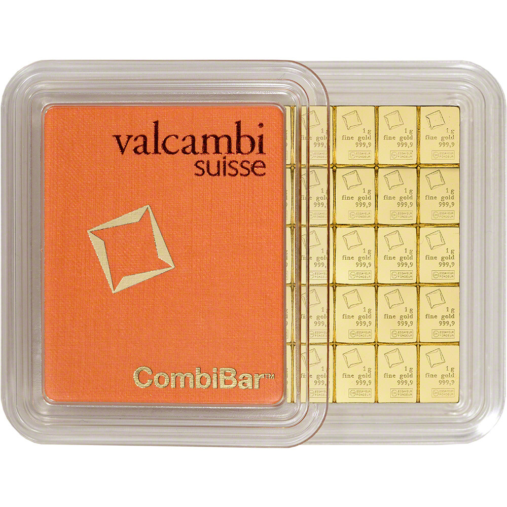 Valcambi 50×1 Gram Gold CombiBar (1.6075 oz) with Assay Card