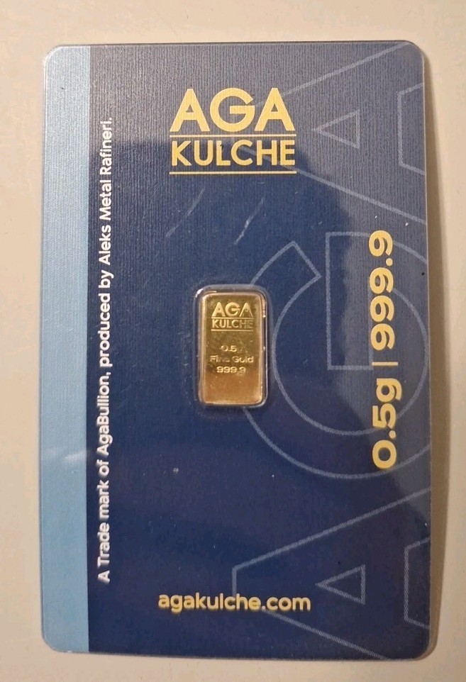 AgaBullion Gold Bar, 1/2 Gram, .9999 Pure in Assay Package