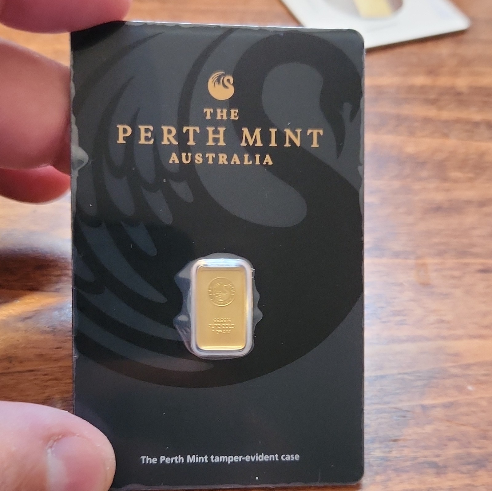 The Perth Mint 1g Gold Bar in Tamper-Evident Assay Card 1g Gold Content