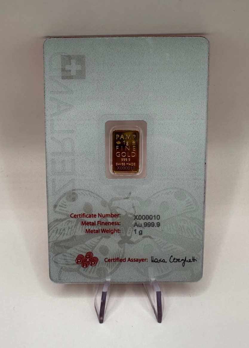 PAMP Suisse Ladybird 1g Gold Bar .999 Red Series Switzerland Very Low Number 10