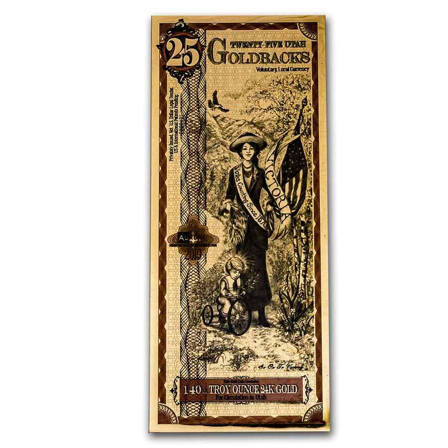 25 Utah Goldback – Aurum Gold Foil Note (24k)
