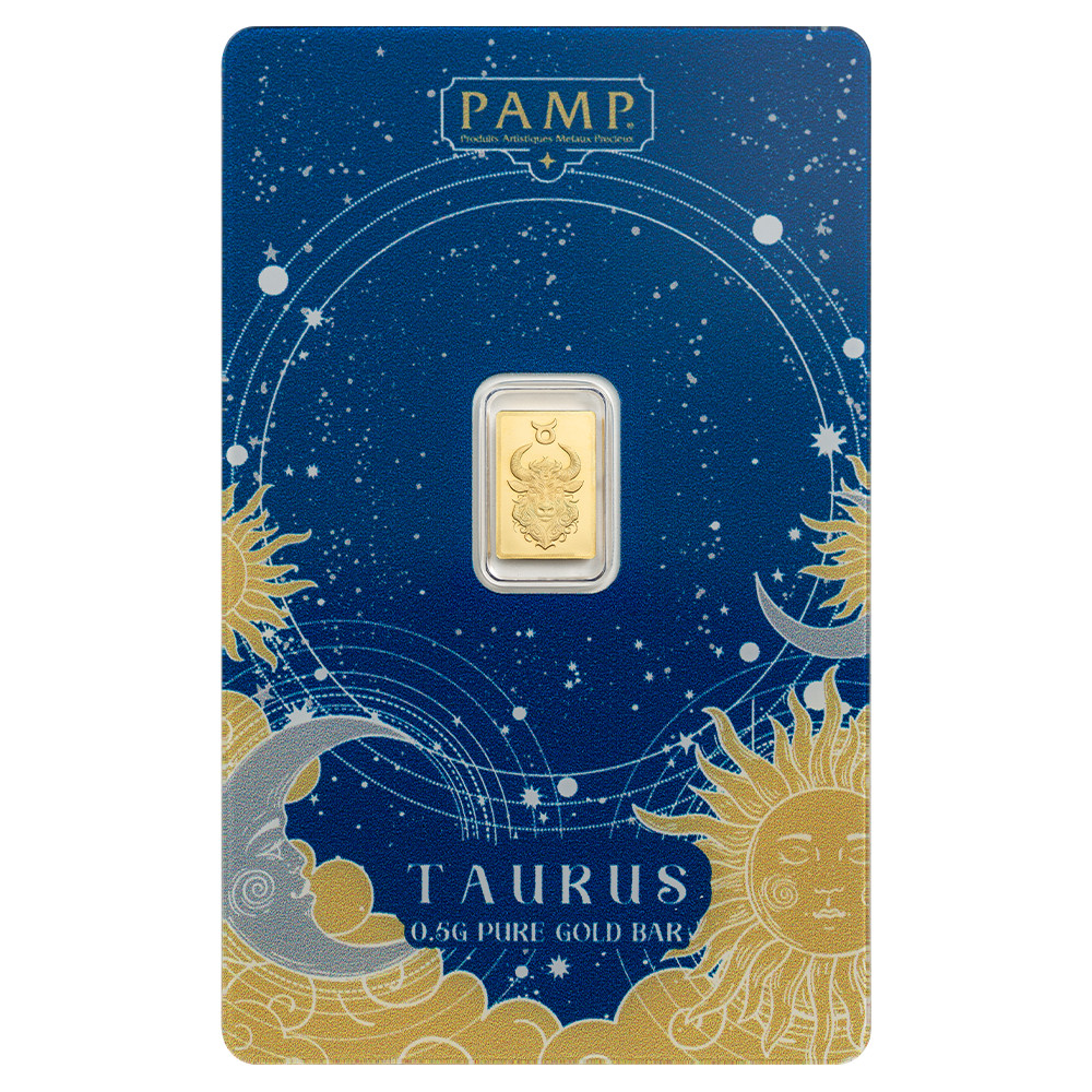 Pamp Suisse Zodiacs 0.5g .9999 Gold Bar in Assay Card | Taurus