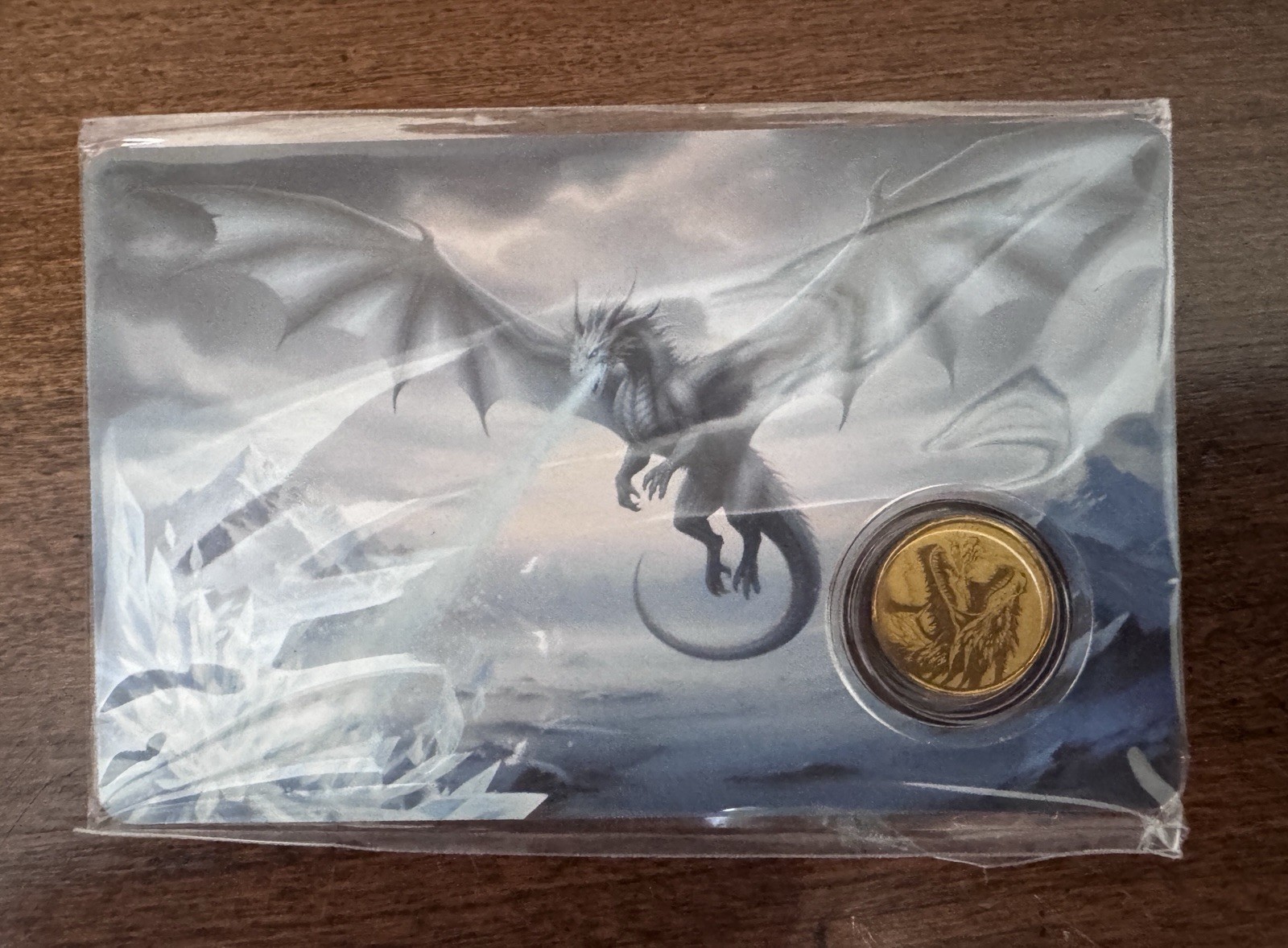 Ice Dragon 1/1000 oz Fine Gold Round in Card (9,999 Mintage) 320 Coins Mint