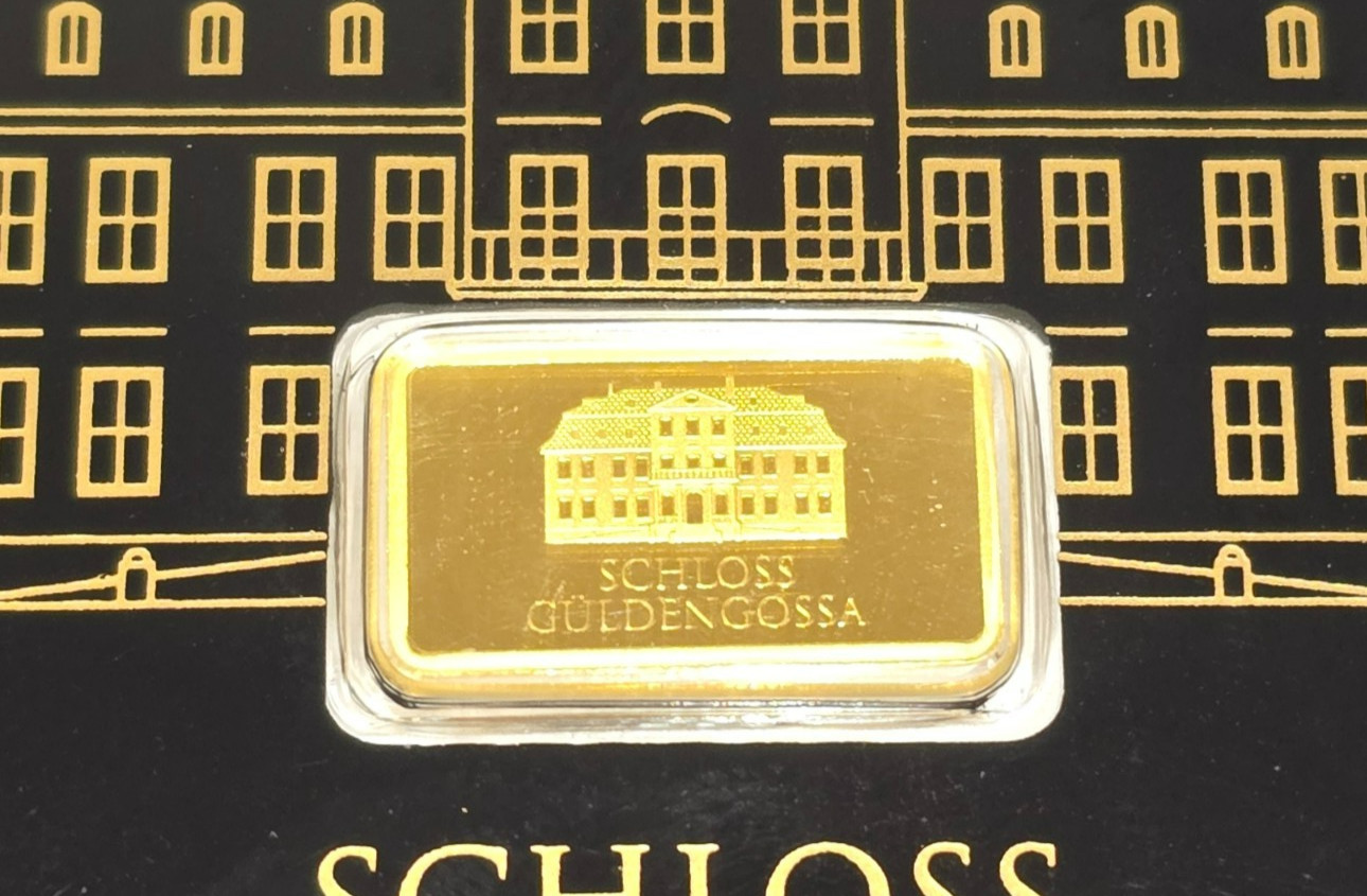Geiger Schloss Guldengossa Vintage Edition .9999 Fine Gold Bar .5 Gram w/ Card