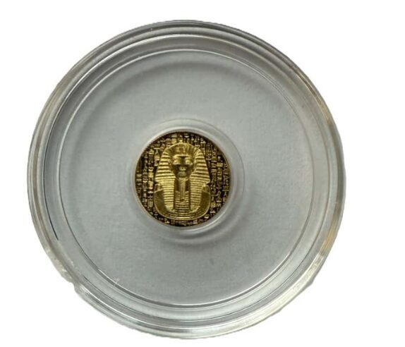 1/200th monarch Egyptian King Tut gold round in capsule