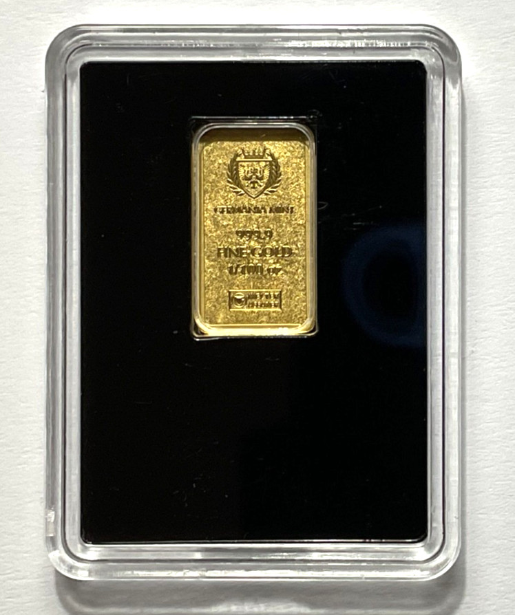 Germania Mint 1/100 oz Gold Bar in Plastic Capsule