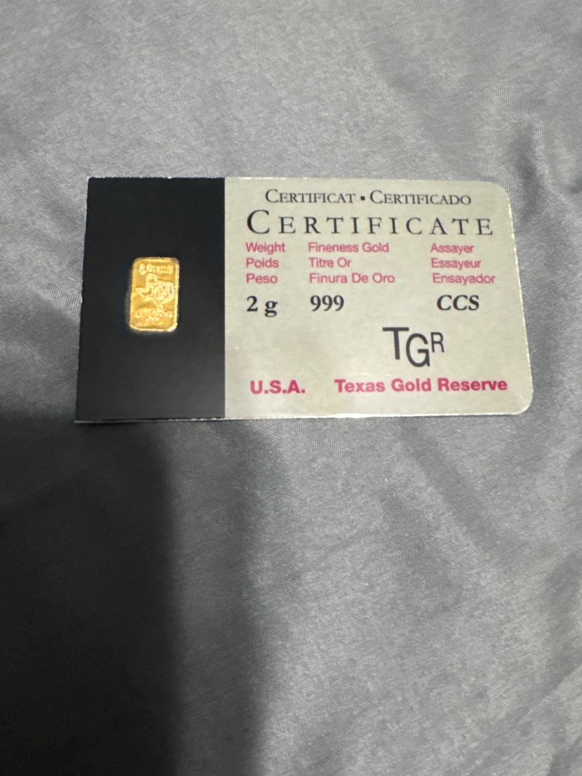 2 GRAM GOLD BAR 24K TGR BULLION 999.9 FINE NORTH AMERICAN ASSAY LTD QUANTITIES !