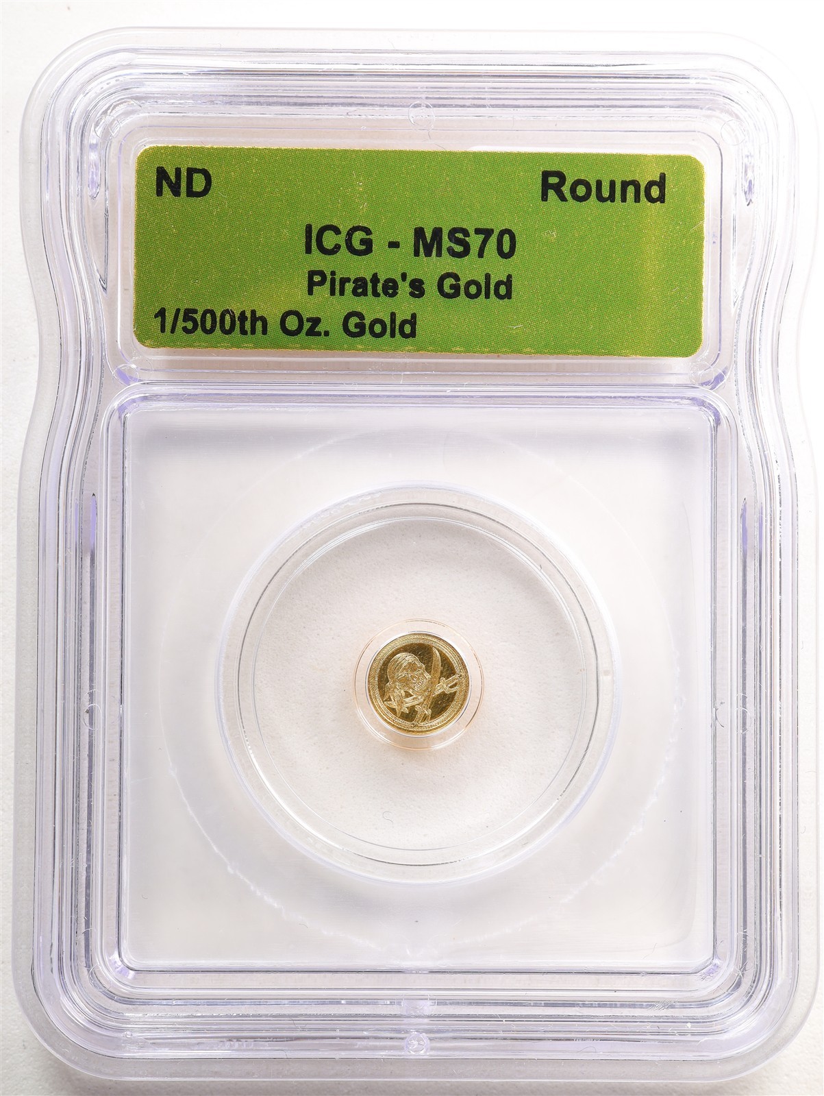 Pirate’s Gold 1/500th oz Gold Round MS70 ICG 590128