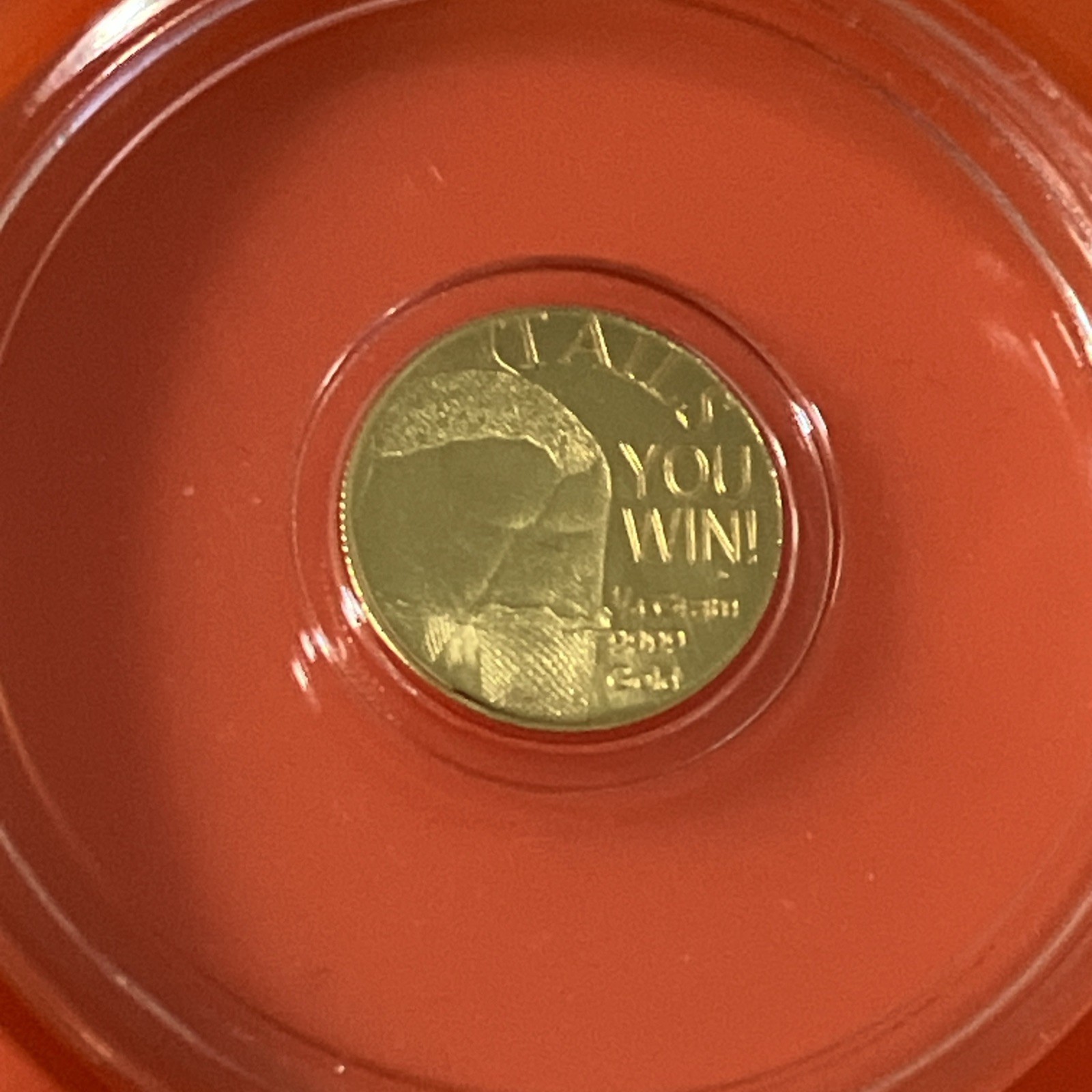 1/4 Gram .9999 Fine Gold Round Heads You Win Tails You Win Monarch Clear Capsule