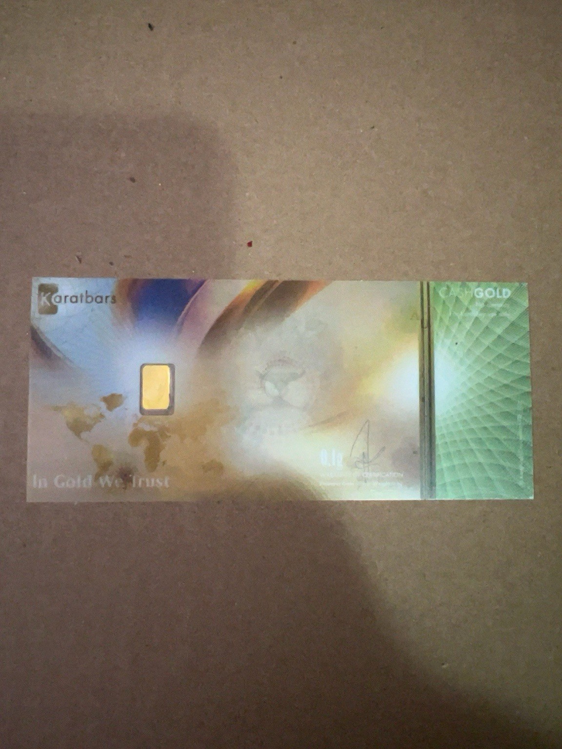 GOLD KARATBARS NADIR 1/10 GRAM GOLD BAR 999.9 24K GOLD BULLION KARATPAY CASHGOLD