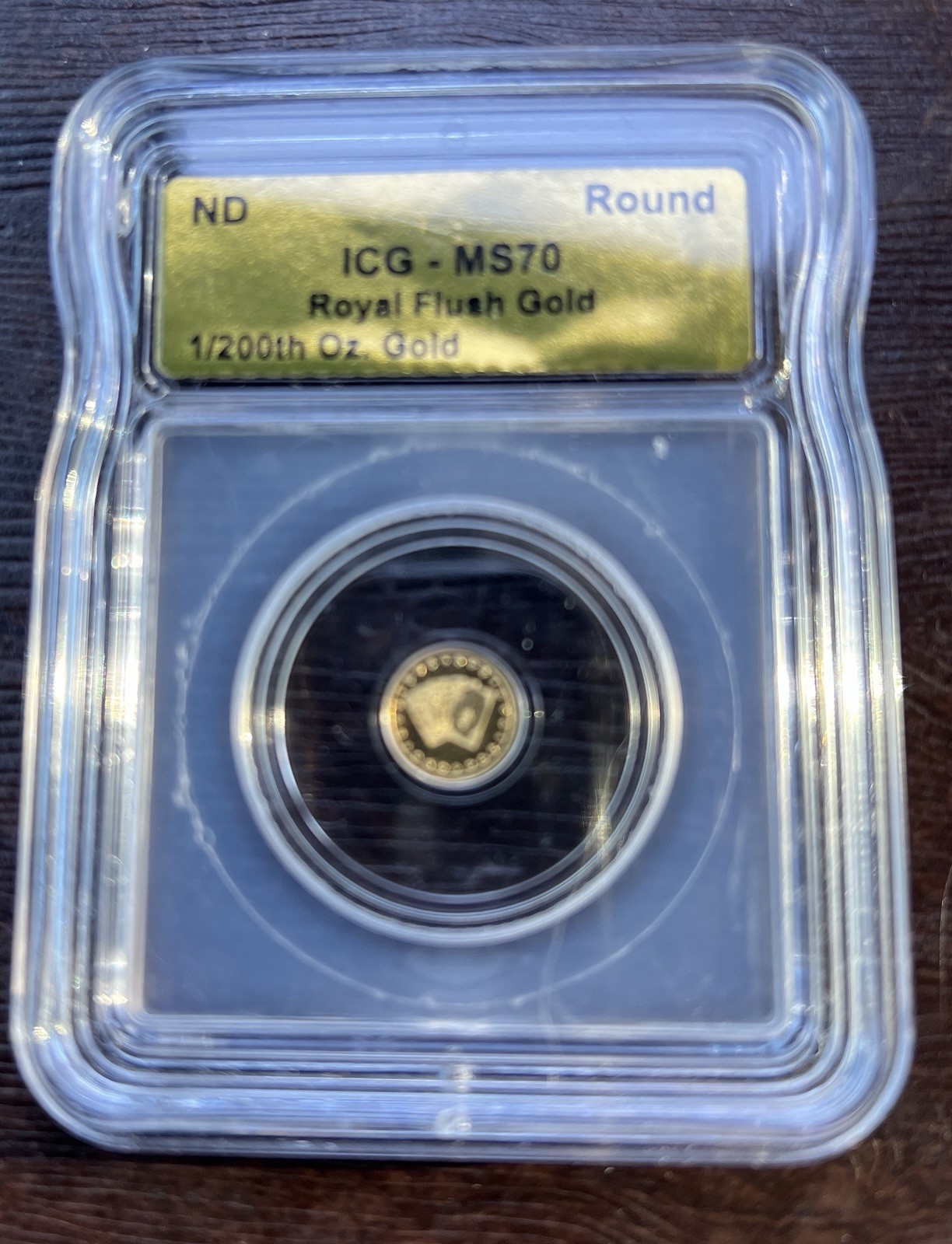 ICG MS70 Royal Flush Gold Round ND 1/200th Ounce Gold Precious Metal Content