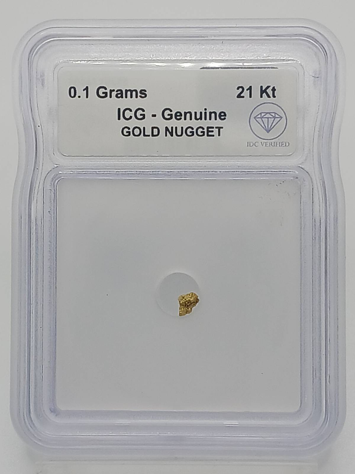 . Gold Nugget 0.1 Gram ICG Genuine 21 Kt