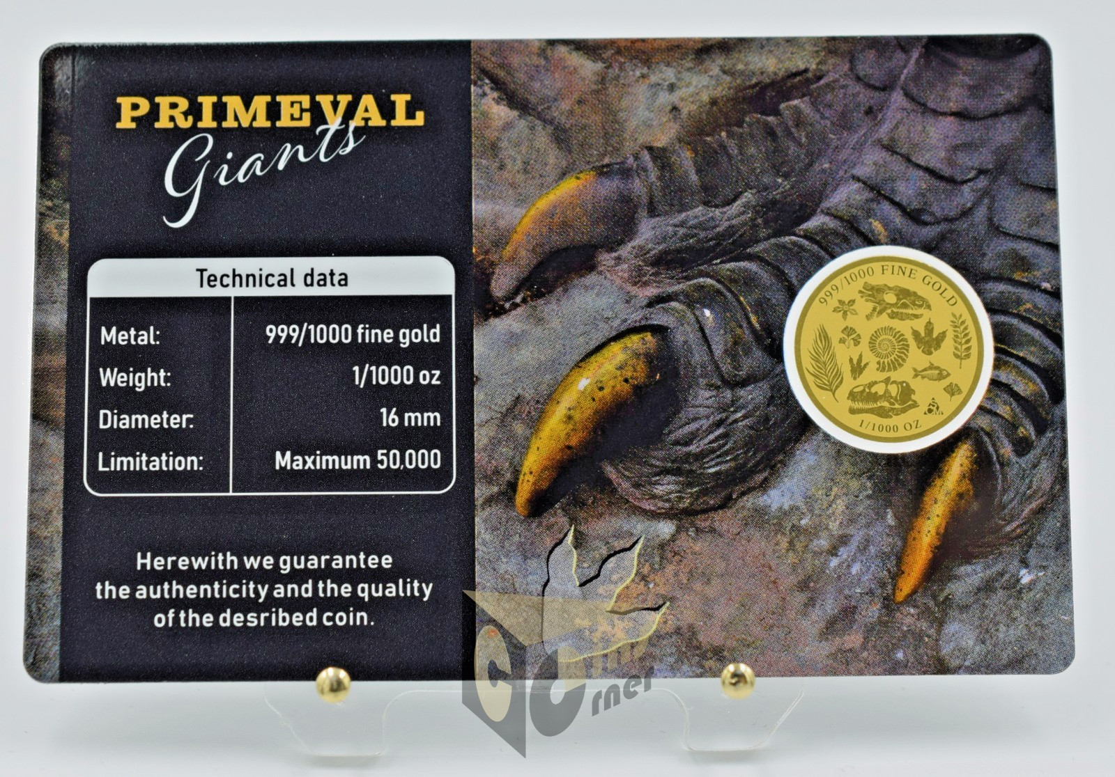 Dinosaur T-Rex 1/1000 Oz 999 Gold Coin 3000 Francs Chad