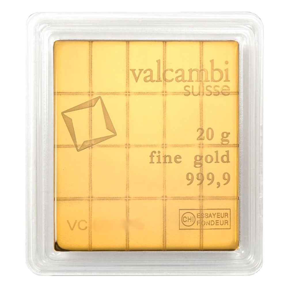 20 Gram Valcambi Suisse .9999 Fine Gold CombiBar 20 x 1g