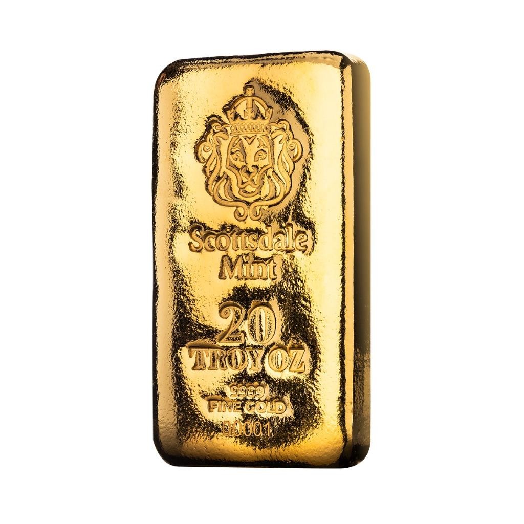 20 oz .9999 Gold Bar by Scottsdale Mint – Cast Gold Bullion Bar #A731