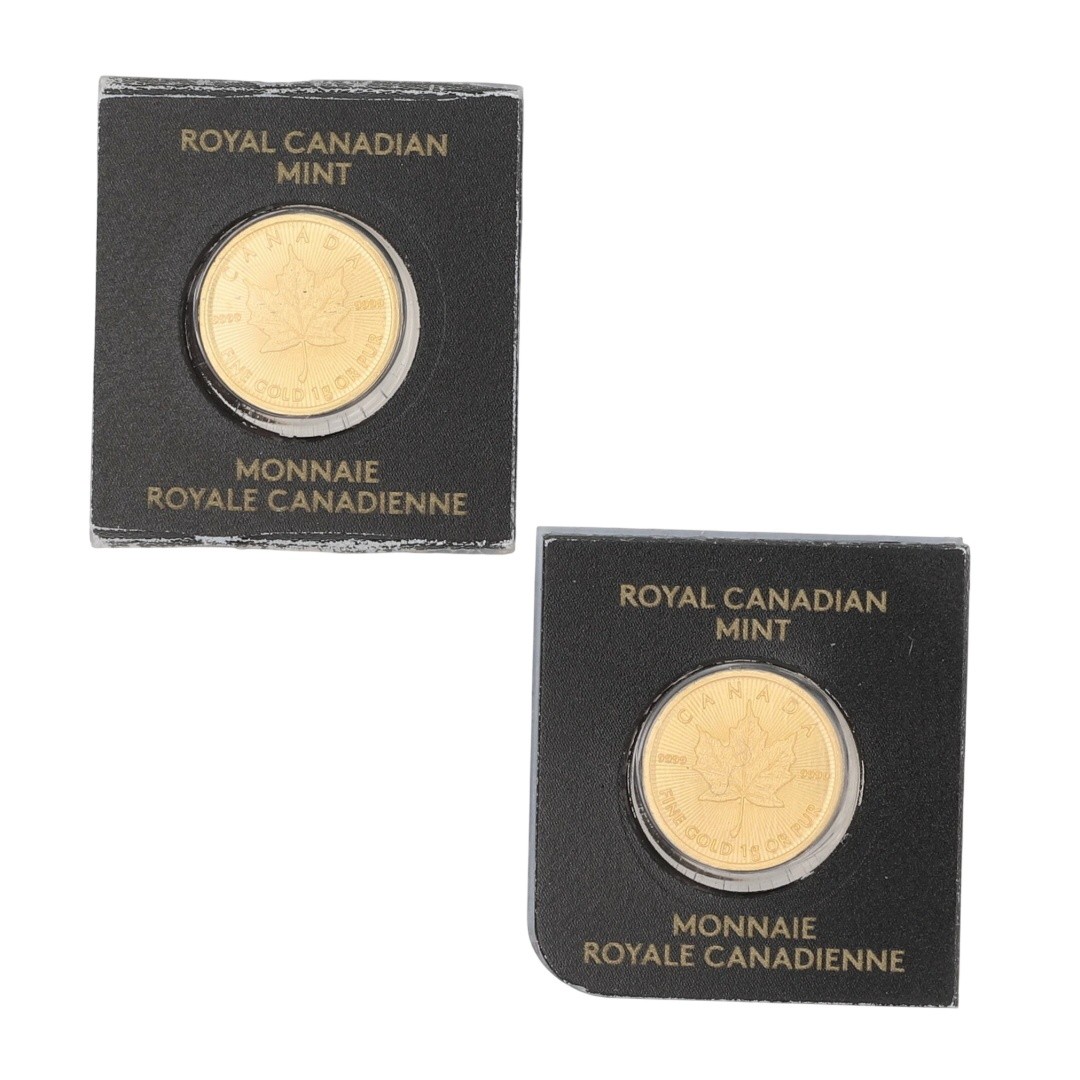 2020 Royal Canadian Mint Gold Maple Leaf 1 Gram .9999 Fine Gold Coin Set of 4