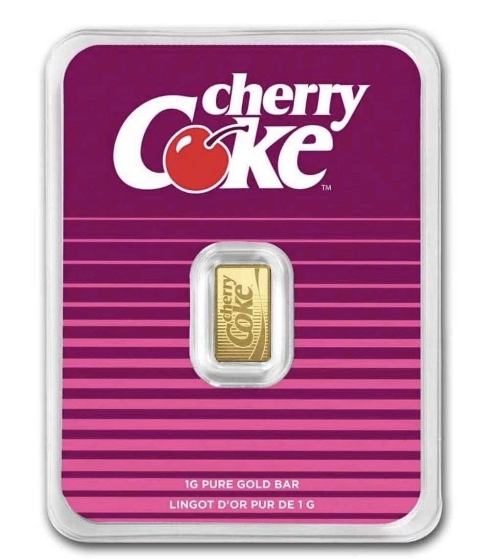 CHERRY COKE 1g 1 Gram .999 Gold Bar in TEP 40th Anniversary NEW Mintage 5000