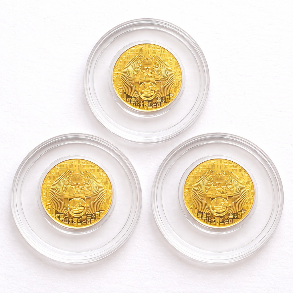 Lot of 3 – 1/200 oz .9999 Pure Gold Egyptian Scarab Round 24K Fine Gold Bullion