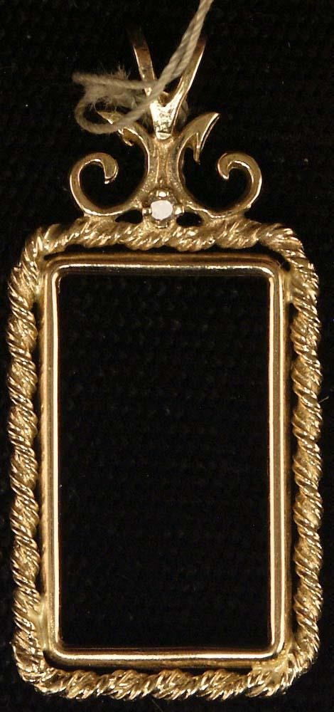 14k Yellow Gold Fancy Rope Bezel 2.5 Gram Suisse Credit 2 pt Dia. NEW