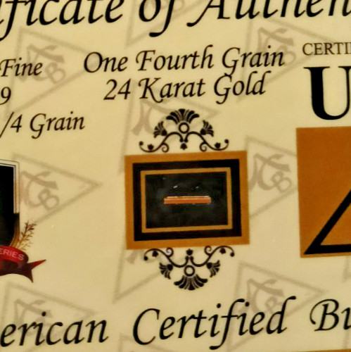 2 x 0.017 grams pure 24k gold bars 0f top quality in presentation display cards