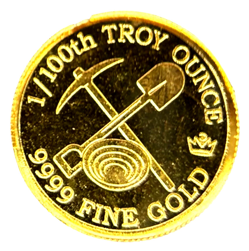 1/100 OZ MONARCH .9999 GOLD PROSPECTOR ROUND IN CAPSULE BU + 50 PIECE ALASKAN