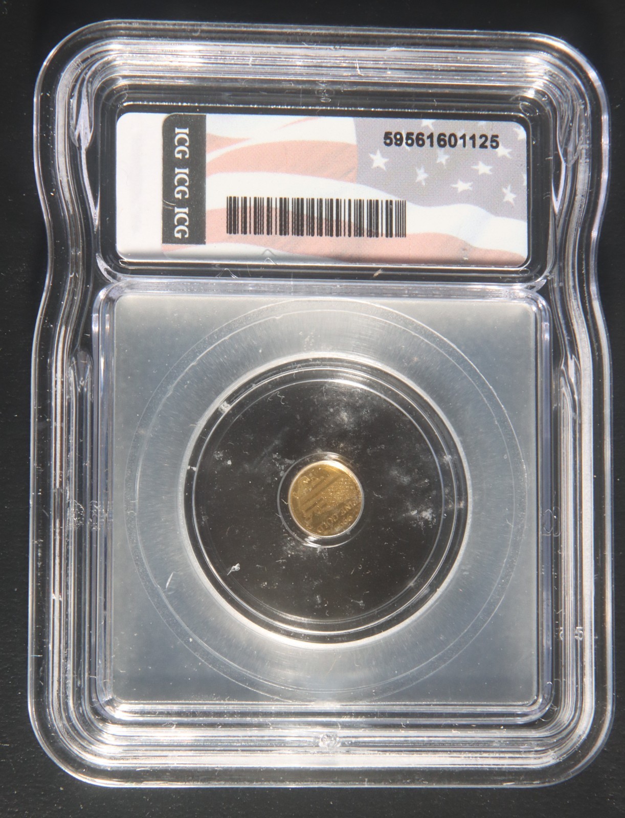 ND Eagle Head Round 1/500 oz .9999 Gold ICG MS70 Lot 160842