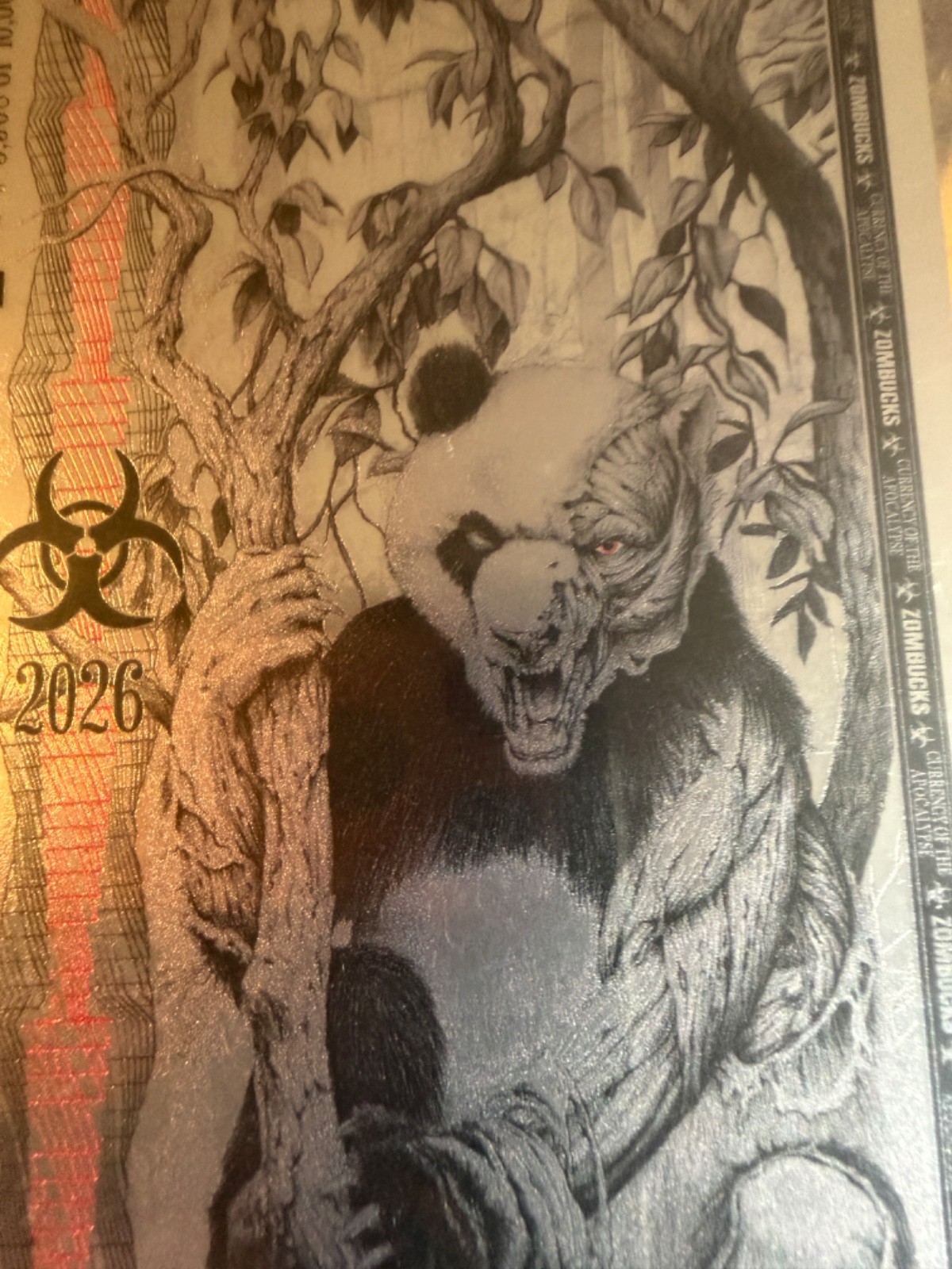 PCGS ZomBucks 70 GEM UNC .999 PURE SilverBack 1/1000 Troy oz. 1st ed. PANDA 2026