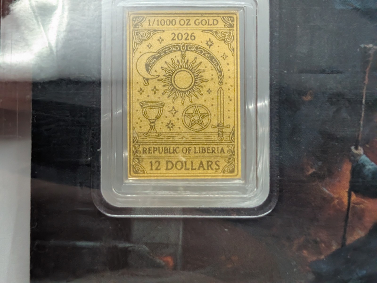 Republic of Liberia 2026 The Magician 1/1000 oz .9999 Fine Gold Bar W/ COA Card