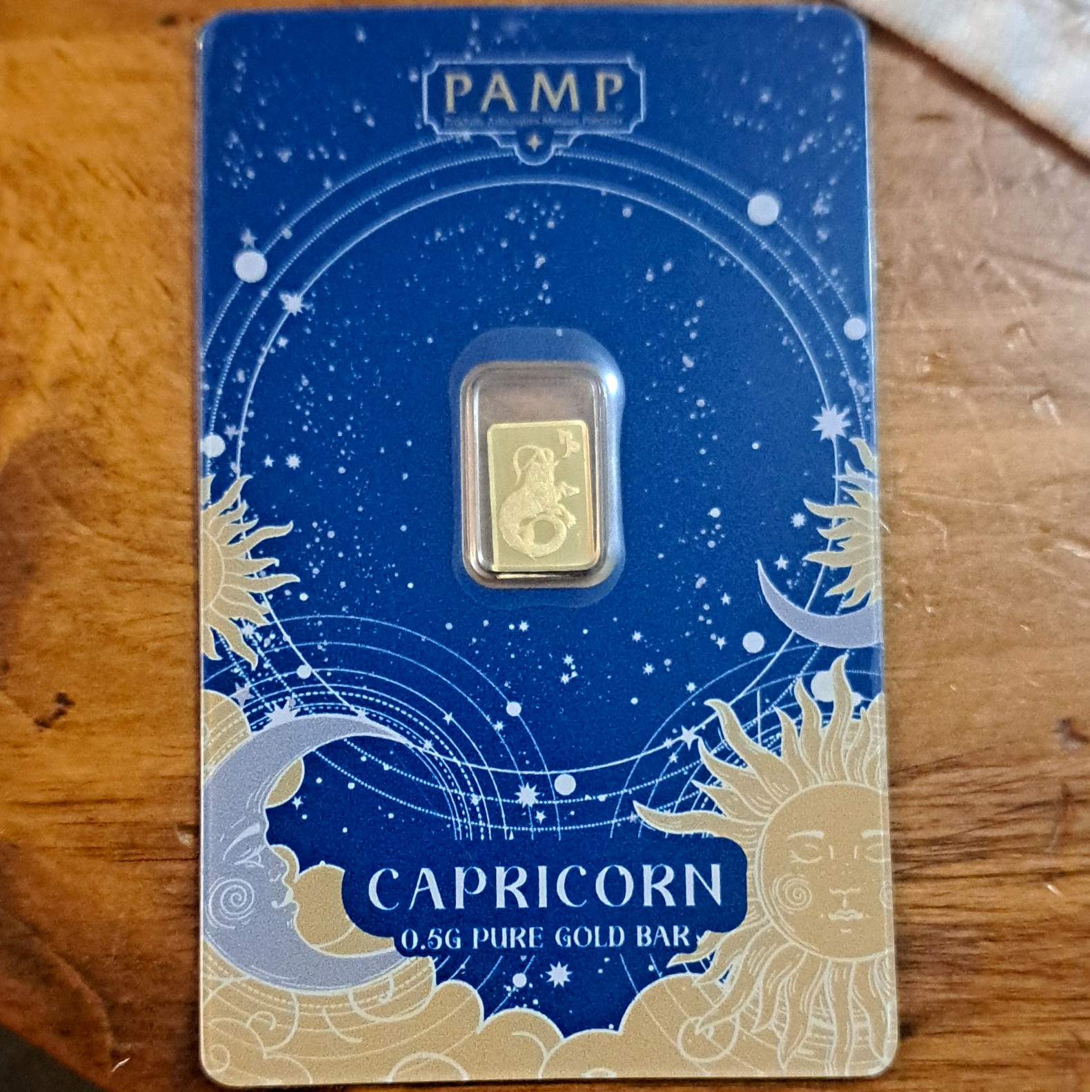 PAMP Suisse Zodiac Capricorn 0.5g Fine Gold Bar .9999 Au 999.9 Total 0.5g